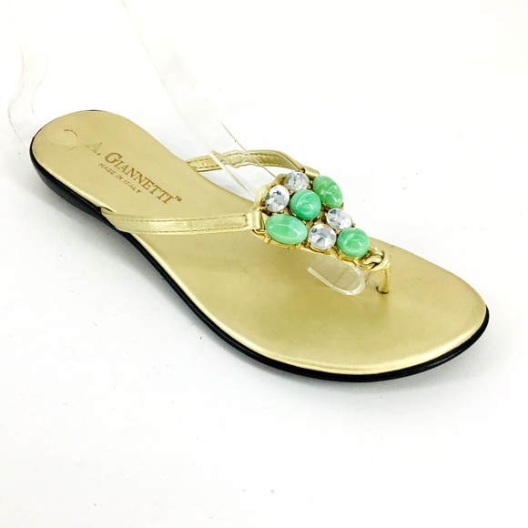 A. Giannetti Shoes - A.Giannetti Jeweled Thongs Flip Flops